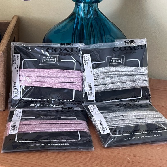Coach Pink and Silver Shoelaces Set NWT, PRICE IS FOR ONE PAIR pink #2 - Picture 1 of 1